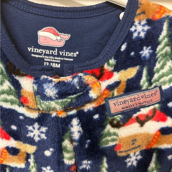 Vineyard Vines Holiday Fleece Sleeper 12-18 Months - Picture 2 of 5